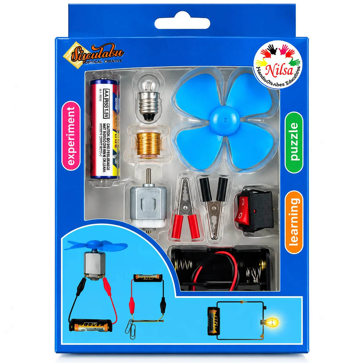 Kids Electric Circuit DIY Physics Experiment Kit – Car-Type School Science Educational Kit with Light Bulbs