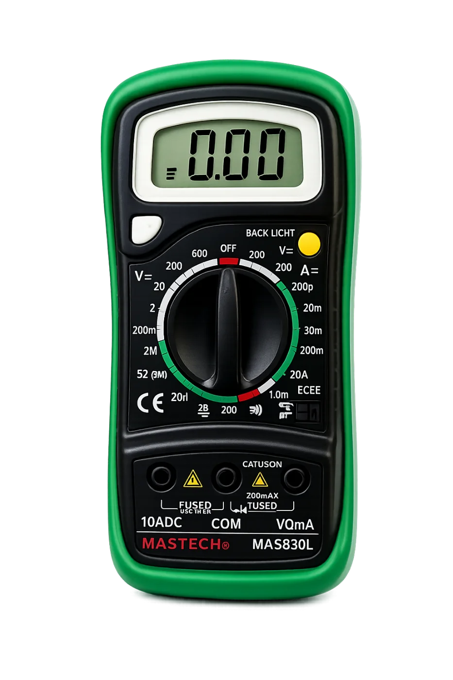 Mastech MAS830 Digital Multimeter | AC/DC Voltage, Current & Resistance Tester with LCD Display